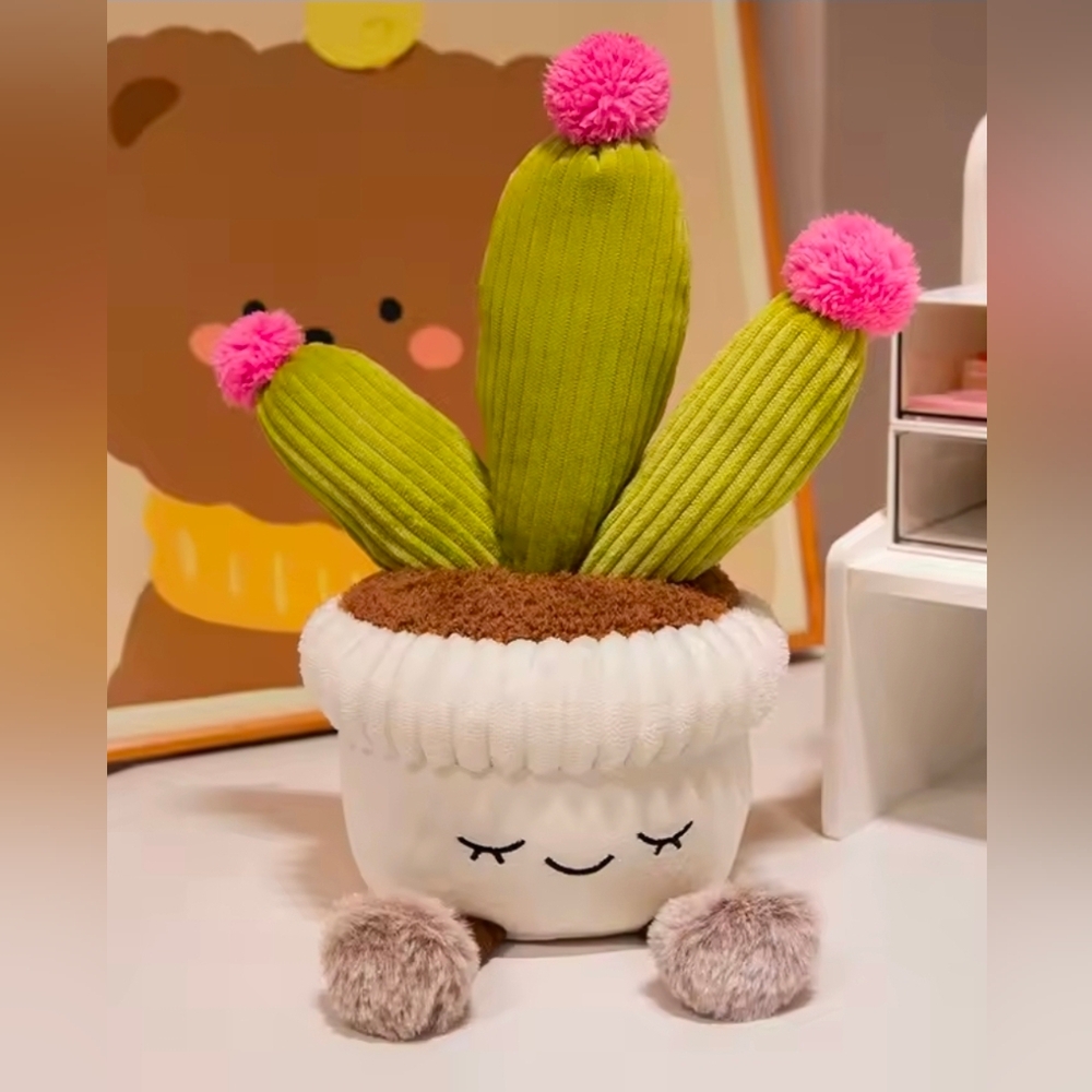 New Adorable Large Plush Cactus Plant Doll Home Accent
